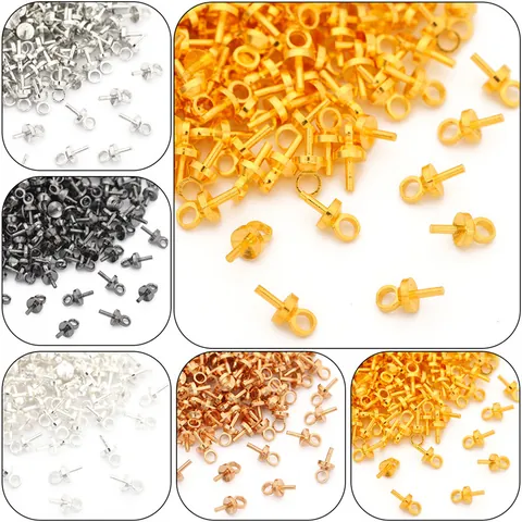 Copper Cup Peg Bails Sheep Eye Pins Connectors For Jewelry Making DIY Pendant Earring Findings Gold Silver Color Supplies