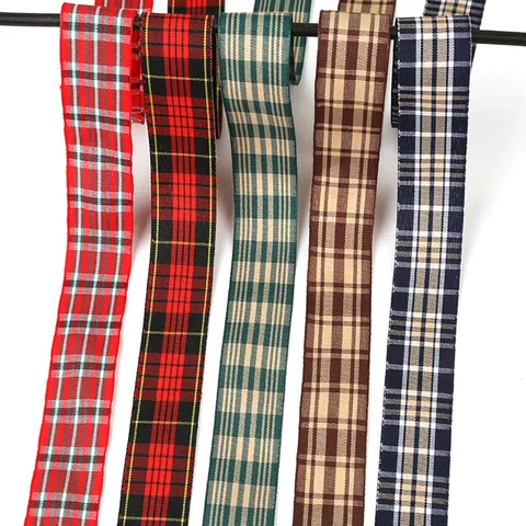Woven Plaid Ribbon Checkered Webbing For DIY Jewelry Making Handmade Earring Craft Printed Fabric Ribbon Gift Decoration