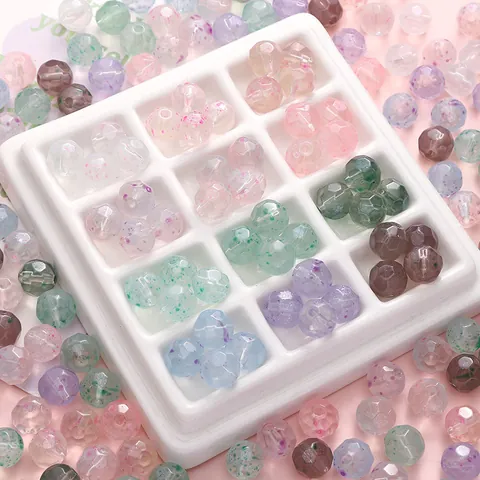 10mm Faceted Glass Loose Beads Splatter Pattern Round Spacer Beads For DIY Jewelry Bracelet Necklace Making Handmade Crafts