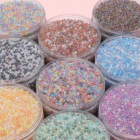 Iridescent Glass Seed Beads For DIY Jewelry Making Round Loose Beads With AB Coating Dyed Core Accessories For Handmade Bracelet