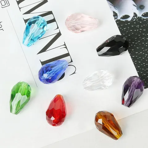 Faceted Water Drop Glass Beads Artificial Crystal Loose Beads For DIY Jewelry Making Earrings Necklace Pendant Accessories