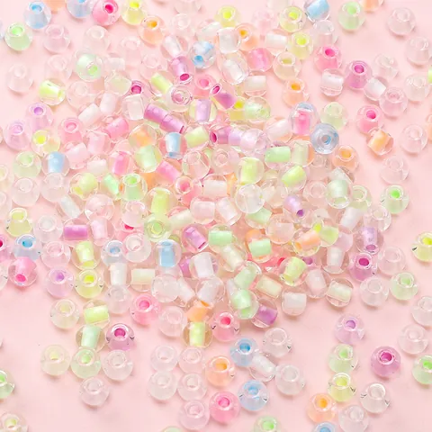 4mm Colorful Glass Seed Beads Round Loose Beads With Colored Core For Jewelry Making DIY Bracelets Necklaces Accessory
