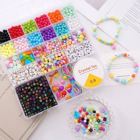 DIY Sieraden Maken Kit Acryl Alfabet Kralen Rocailles Voor Handgemaakte Armband Ketting Met Elastische Kristallen Draad Craft Set Cadeau