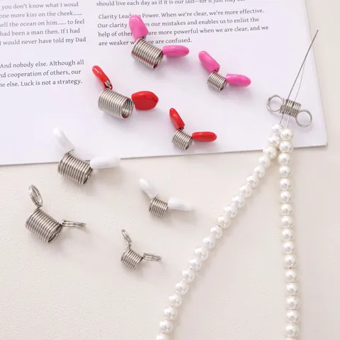Stainless Steel Spring Clip Connector With Silicone Caps For Jewelry Making Finding Ring Size Adjuster DIY Accessory