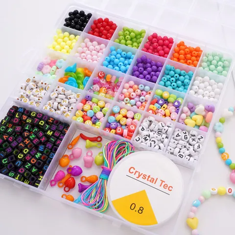 DIY Sieraden Maken Kit Acryl Alfabet Kralen Rocailles Voor Handgemaakte Armband Ketting Met Elastische Kristallen Draad Craft Set Cadeau