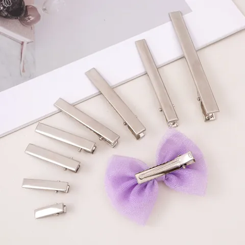 Silver Tone Iron Duckbill Hair Clips With Teeth Single Prong Alligator Clips Hairpins Base For DIY Hair Accessories Crafts Jewelry Making Professional Salon Hair Sectioning Clips