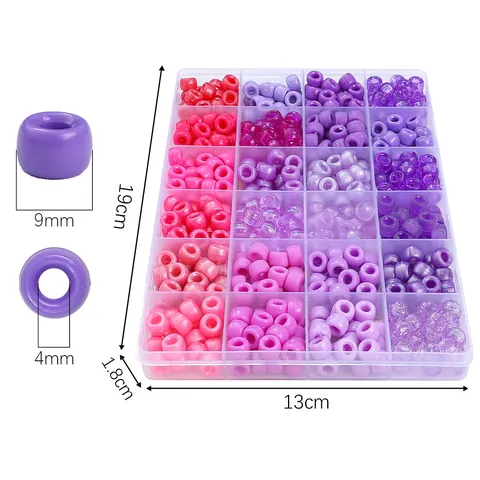 Acrylic Pony Beads Barrel Shape Large Hole DIY Jewelry Making Craft Supplies For Bracelet Necklace Kit With Storage Case