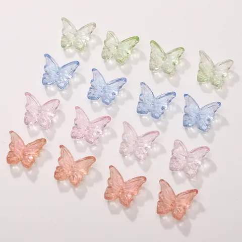 Iridescent Butterfly Lampwork Glass Beads For DIY Jewelry Making Bracelets Necklaces Translucent Butterfly Shape Beads Accessories