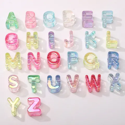 Iridescent Acrylic Alphabet Beads Large Hole Aurora Colorful Letter Beads For DIY Phone Chain Necklace Jewelry Making Accessories