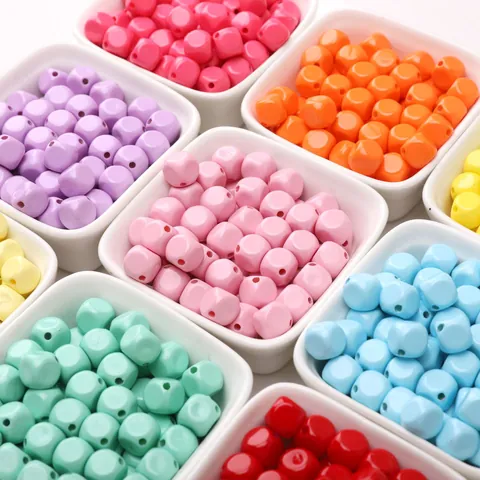 Acrylic Cube Beads With Hole Rounded Square Loose Beads For DIY Bracelet Necklace Phone Chain Jewelry Making Accessories
