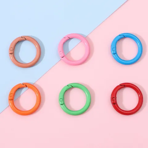 Bunte Legierung Springöffnung Ring Schlüsselanhänger DIY Schmuck Zubehör Bonbonfarbe Metall O-Ring Karabiner Haken Für Taschen