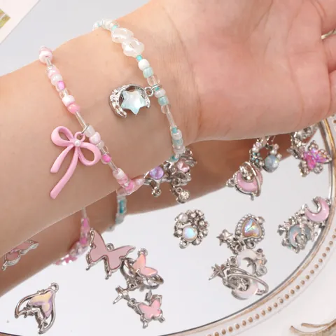 Legierung Schmetterling Mond Stern Anhänger Mit Imitationsperle Strass Für DIY Halskette Armband Herstellung Y2K Schmuckzubehör