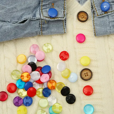 Mixed Colors Round Resin Shank Buttons For DIY Sewing Crafts Clothing Decoration Multicolor Mushroom Style Plastic Buttons