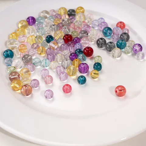 High Transparency Glass Round Beads For DIY Jewelry Making Bracelets Necklaces Phone Chains 8mm 10mm Loose Spacer Beads