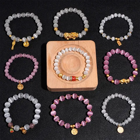 Mixed Colors Cat's Eye Synthetic Stone Round Beads Smooth Loose Spacer Beads For Jewelry Making DIY Bracelet Necklace Handcraft Materials