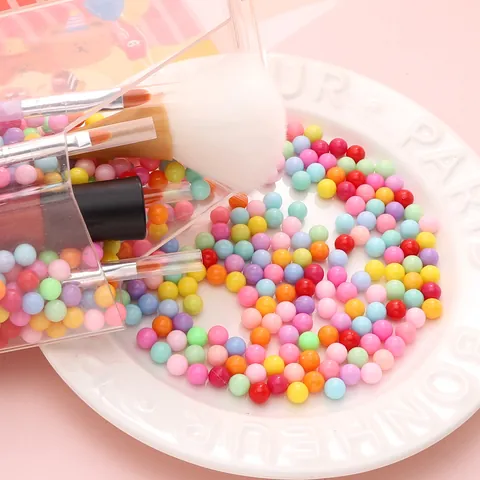 Cuentas Redondas de Plástico sin Agujero Color Sólido para Creación de Joyas DIY Manualidades Colores Macarrón Relleno Caja Cosméticos
