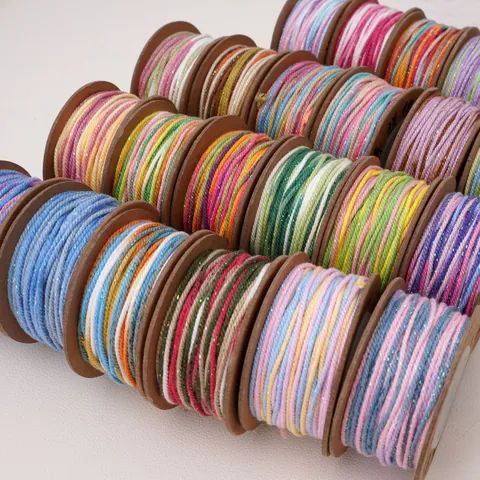 Buntgefärbt Polyester Baumwolle Faden Gold Metallisch Schnur Für DIY Schmuckherstellung Geflochtenes Seil Handwerk