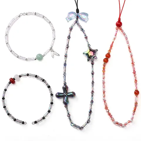 Cuentas de Vidrio con Forma de Bambú Irisado para Bricolaje Pulseras Collares Cadenas de Teléfono Accesorios de Joyería Cuentas AB