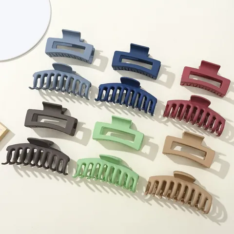 Minimalist Matte Hair Claw Set Rectangular And Arc Geometric Hair Clips For Women Non-slip Plastic Hair Styling Accessories