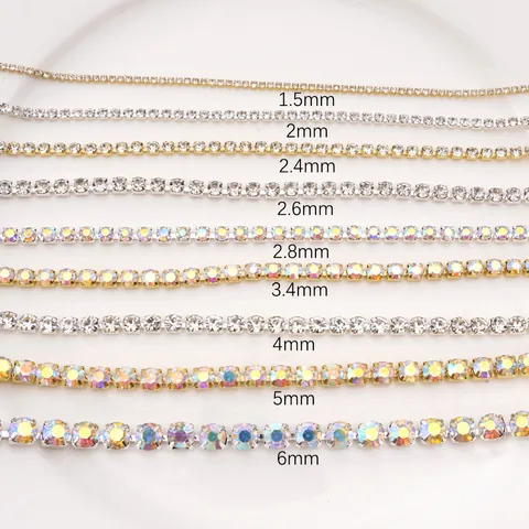 Chaîne à Griffes en Cuivre avec Strass Chaîne à Tasses en Cristal de Verre pour la Fabrication de Bijoux DIY Bracelet Collier Vêtements Accessoires Décoratifs Plaqué Or Argent