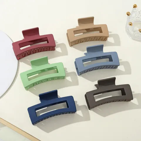 Minimalist Matte Hair Claw Set Rectangular And Arc Geometric Hair Clips For Women Non-slip Plastic Hair Styling Accessories