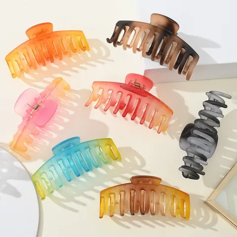 Large Matte Gradient Hair Claw Clip For Women Thick Hair Non-Slip Strong Hold Shark Clip Fashion Hair Accessories For Daily Use