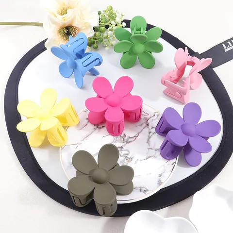 Matte Flower Hair Claw Clips For Women Colorful Floral Hair Jaw Clips Non-Slip Frosted Shark Clips For Hair Accessories