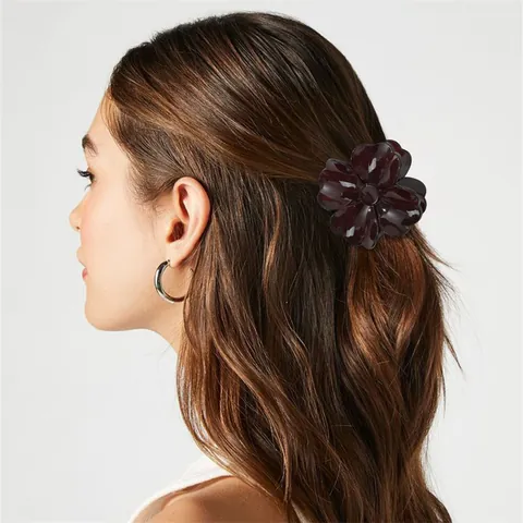 Women Elegant Flower Hair Claw Clip Glossy Shark Clip For Thick Thin Hair Daily Bathing Party Hair Accessories