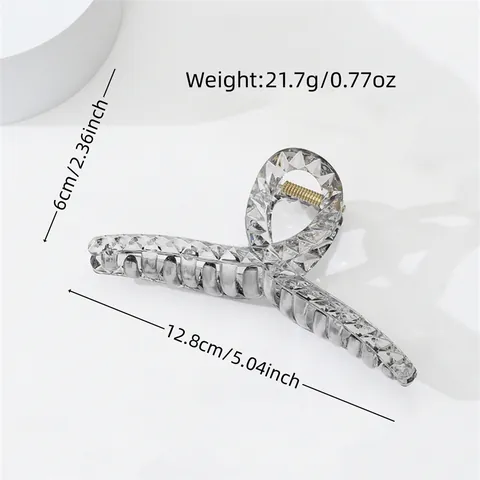 Minimalista Grande Molla per Capelli in Plastica Con Molla in Metallo Superficie Diamantata Geometrica Accessori Donna