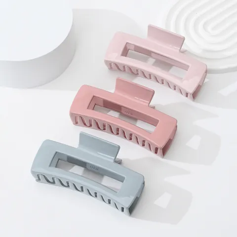 Minimalist Large Rectangular Plastic Hair Claw Clip Macaron Solid Color Non-Slip Glossy Hair Clamp For Women Daily Accessory