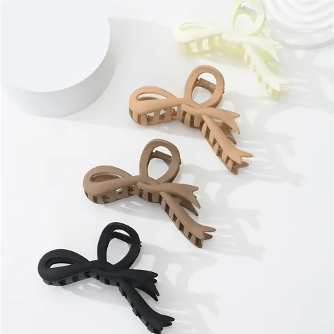 Große Matte Schleife Haarkralle Französischer Stil Rutschfeste Starke Halte Hai Haarklammer Mode Haarschmuck Für Damen