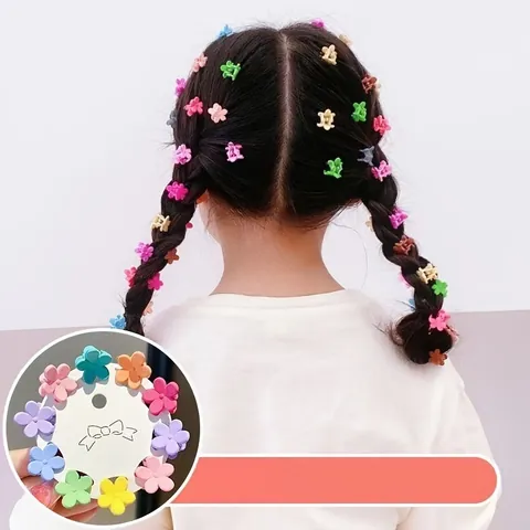 Cute Macaron Color Matte Plastic Mini Hair Claw Clips For Girls Assorted Flower Heart Star Crown Design Hair Accessories