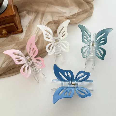 Korean Style Butterfly Hair Claw Clip Hollow Gradient Plastic Hair Catch Clip Minimalist Elegant Hair Accessories For Women