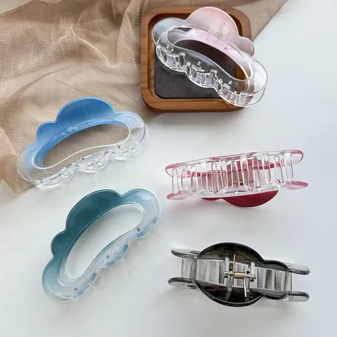 Cloud Shaped Hair Claw Clip Large Gradient Acrylic Transparent Shark Clip Non-Slip Elegant Hair Accessories For Women Thick Hair