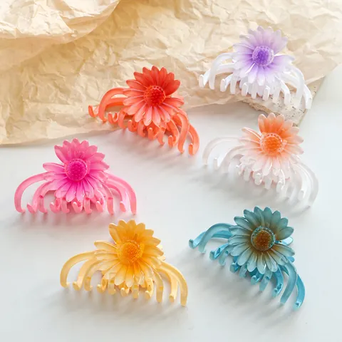 Forest Style Daisy Flower Hair Claw Clip Sweet Colorful Large Resin Hair Jaw Clip For Women Girls Hair Accessories