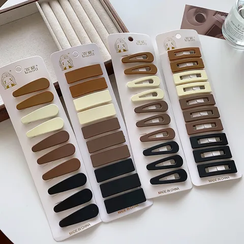 Matte Frosted Geometric Hair Clips Girls Women Earth Tone Water Drop Square Ellipse Hairpins Hair Accessories Gift