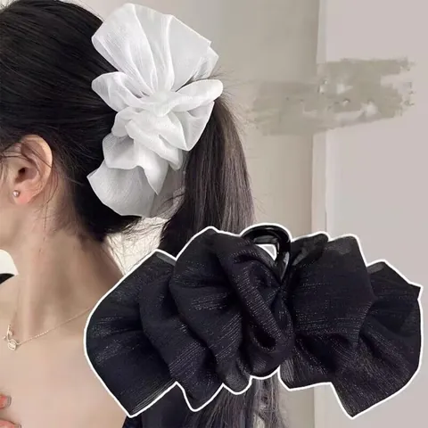 Damen Elegant Große Netz Rüschen Haarklammer Überdimensional Gaze Haarkralle Mode Haarschmuck Für Täglich Party Damen Schmuck