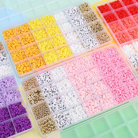 Handmade DIY Jewelry Making Kit Colorful Polymer Clay Heishi Beads Alphabet Letter Beads Alloy Spacer Jewelry Accessory