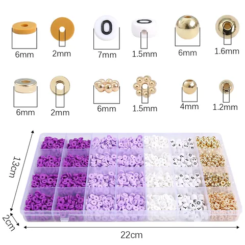 Handmade DIY Jewelry Making Kit Colorful Polymer Clay Heishi Beads Alphabet Letter Beads Alloy Spacer Jewelry Accessory