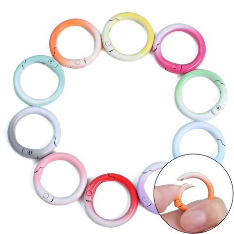 Gradient Alloy Round Spring Buckle Handmade DIY Bag Keychain Connector O Ring Snap Hook Jewelry Accessory