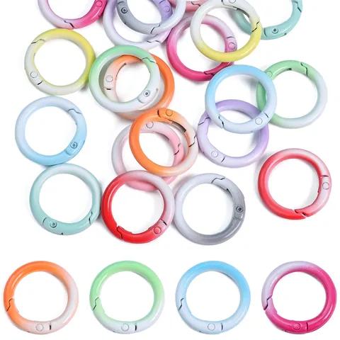 Gradient Color Alloy Spring O Ring Round Buckles Open Connector Rings For DIY Keychain Bag Accessories Jewelry Making Findings