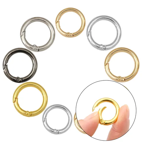Alloy Spring Gate O-Ring Round Push Trigger Snap Hook Buckle For DIY Jewelry Making Keychain Handbag Bag Accessories