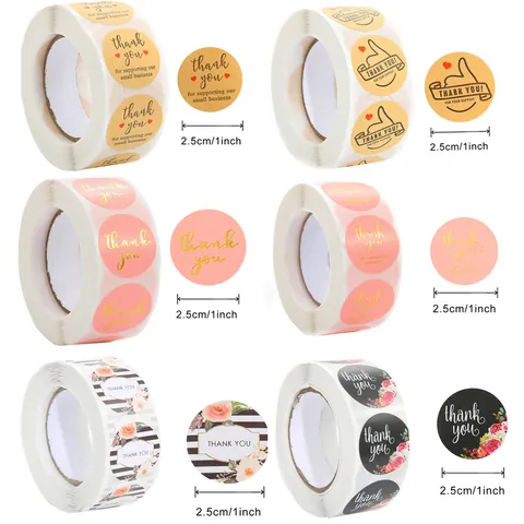Autocollants de Scellage en Papier Kraft Rond Merci pour Emballage Cadeau Étiquettes Décoratives Fait Main avec Amour