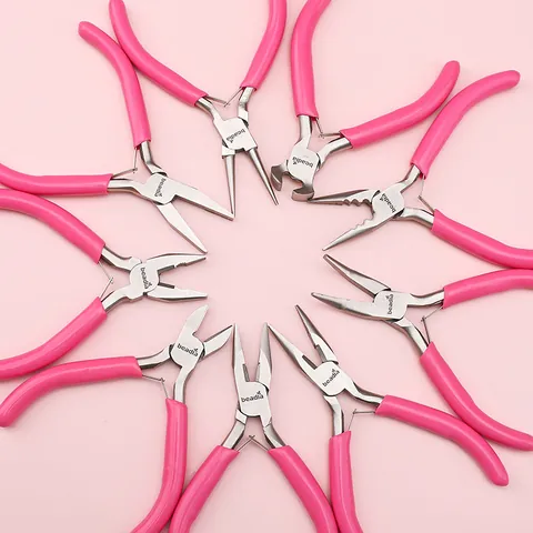 Professional Pink Handle Jewelry Making Pliers Metal Hand Tool For DIY Beading Wire Wrapping Jewelry Repair Tools