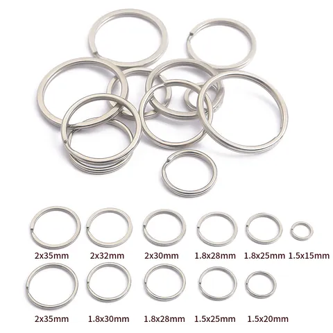 Stainless Steel Split Key Ring Flat Round Double Loop Keychain DIY Jewelry Finding Connector Accessories For Key Ring Making