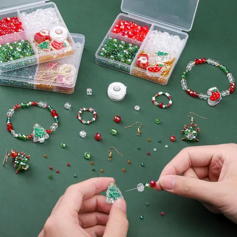 Kit de Joyería DIY Navidad Halloween Cuentas de Cristal Dijes de Arcilla Polimérica Para Pulsera Collar Pendientes Niños Regalo