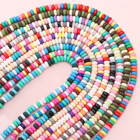 Colorful Polymer Clay Heishi Beads Round Flat Disk Spacer Beads For DIY Bracelet Necklace Jewelry Making Handmade Crafts Supplies