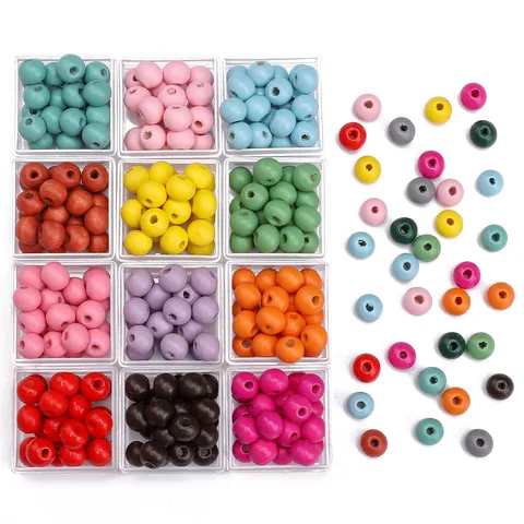Colorful Round Wood Beads For DIY Jewelry Making Smooth Painted Wooden Spacer Beads For Kids Handicrafts Bracelet Necklace Decor