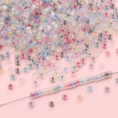 Abacus Ice Frosted Chameleon Glass Rice Beads For DIY Jewelry Accessories Handmade Bracelet Necklace Making Material Bulk
