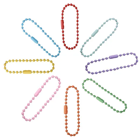 Colorful Painted Iron Ball Chain Beads Connector For DIY Keychain Jewelry Making Tag Accessories Mixed Color Round Bead Chain Finding
